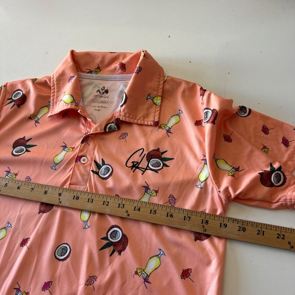 Gas House Golf Primary Peach Tropical Cocktails Golf Polo Mens Small Stretch - Picture 6 of 8